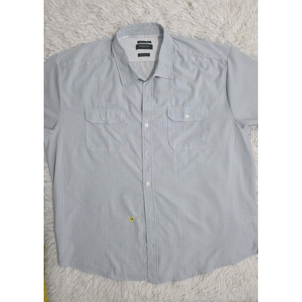 Kenneth Cole Mens Dri Fit Performance Short Sleeve Shirt Blue 3XL